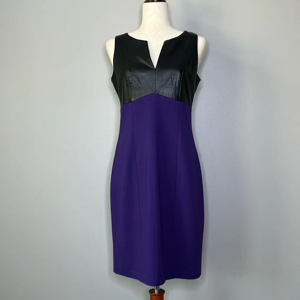 Cynthia Steffe Dress / purple & black leather / 6 - Picture 3 of 9